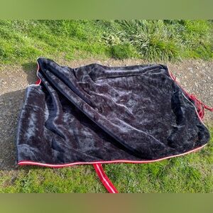 Velour dark navy horse cooler with Red Trim